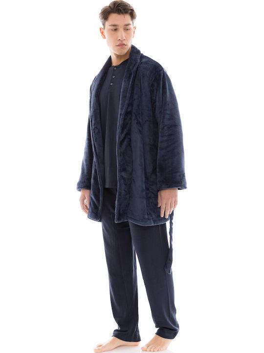 Ulisse Χειμερινή Ανδρική Ρόμπα Fleece Μπλε