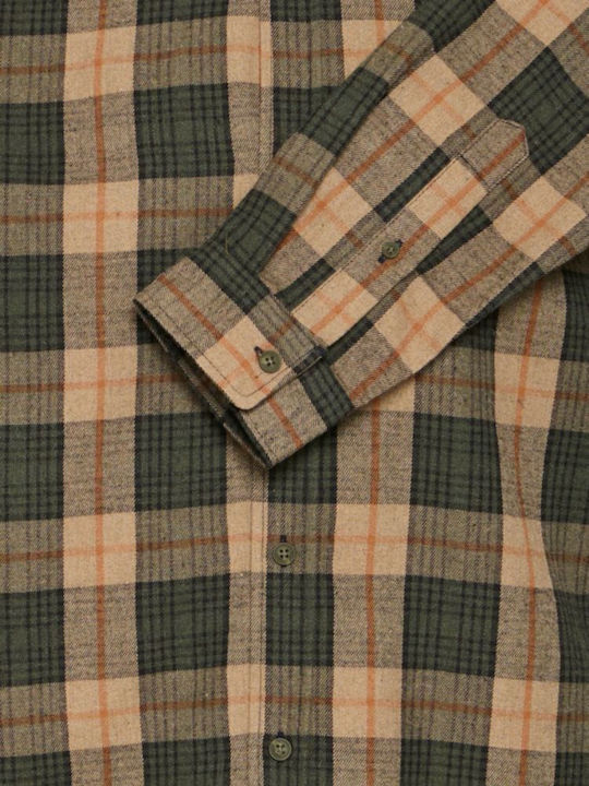 Long Sleeve Checked Brown Shirt