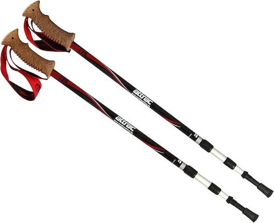 Set De Bastoni Pentru Drumeție 2 Bucăți + 4 Vârfuri Coșuri Pentru Zăpadă Mâner Din Cauciuc Natural Aluminiu Lungime Reglabilă 67-136 Cm