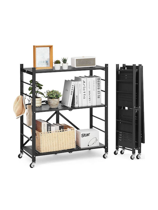 Vevor Metallic Kitchen Trolley 3 Tiers Black 76x33x91cm
