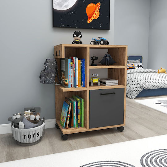 Cabinet De Birou Din Lemn Cu Roți Atlantic Pine Antracit 60x80.9x35cm