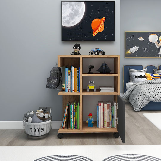 Cabinet De Birou Din Lemn Cu Roți Atlantic Pine Antracit 60x80.9x35cm
