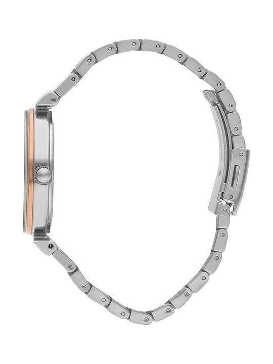 Lee Cooper Γυναικείο Ρολόι 35mm Μπαταρίας με Ασημί Μεταλλικό Μπρασελέ