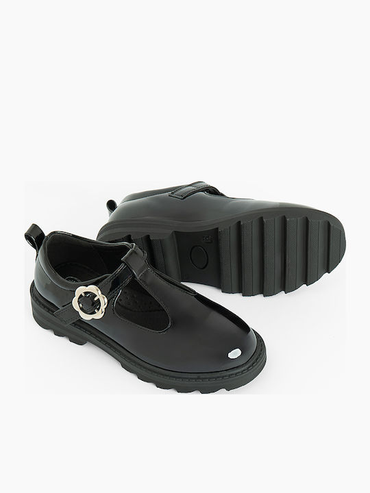 Kinder Pumps & Ballerinas mit verstellbarer Metallschließe Lackleder Schwarze