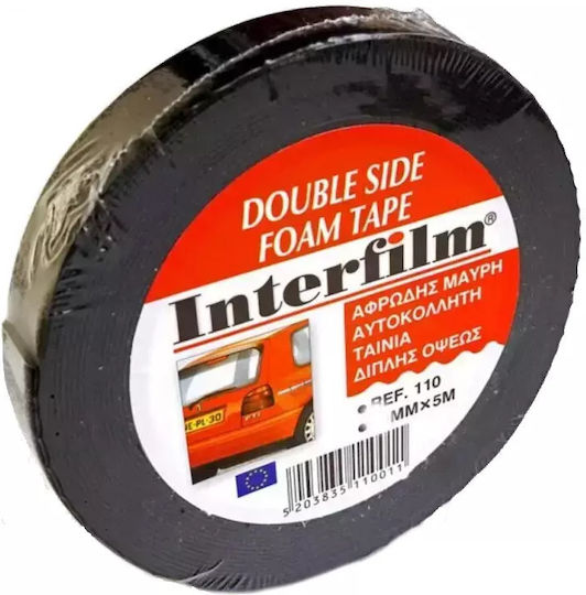 Interfilm Self-Adhesive Foam Double-Sided Tape Black 12mmx5m 1pcs