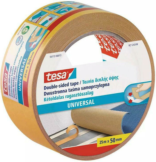 Tesa Universal Αυτοκόλλητη Ταινία Διπλής Όψης Διάφανη 10mx50mm