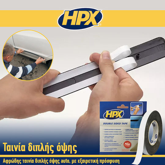 HPX Self-Adhesive Double-Sided Tape Black 12mmx10m 1pcs