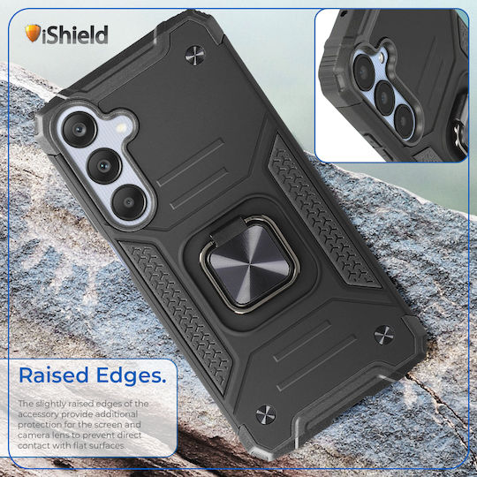 Husă Samsung Galaxy A35 Hybrid Armor Dual Shockproof Suport Rotativ Cu Inel Funcție Stand Compatibil Cu Suportul Magnetic Pentru Mașină Nitro Ishield Neagră