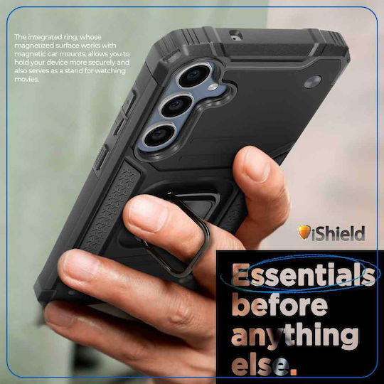 Husă Telefon Samsung Galaxy S23 FE Hybrid Armor Dual Shockproof Inel Rotativ Suport Funcție Compatibil Suport Magnetic Auto Nitro Ishield Negru