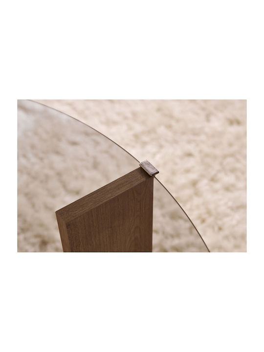 Rundes Zentral Kaffeetisch Clara Glas Sapphire Eiche Fumé M75xL75xH40cm