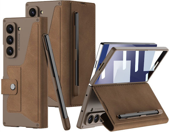 Калъф Портмоне Сгъваем Капак Samsung Galaxy Z Fold 7 5G Кафяв