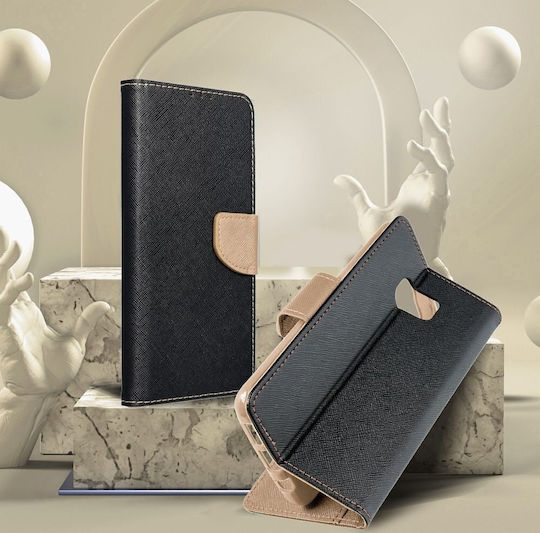 Fancy Buchen Sie Synthetisches Leder Black / Gold (Redmi 10A)