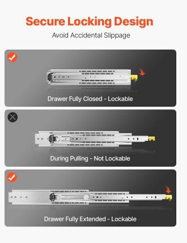Vevor Pair of Sliding Rails Soft Close Full Extension 16-60 Inches 500 Lbs Zxcthg500b607bscwv0