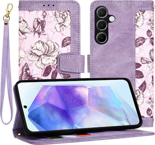 Techsuit Back Cover Synthetic Leather / Silicone with Strap Purple (Galaxy A55)
