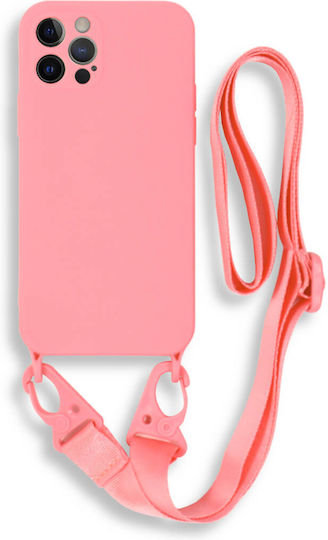 Bodycell Back Cover Silicon cu Curea Roz (iPhone 12 / 12 Pro)