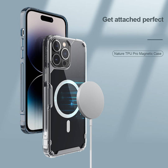 Nillkin Nature Pro Magnetic Umschlag Rückseite Silikon Transparent / White (iPhone 14 Pro)