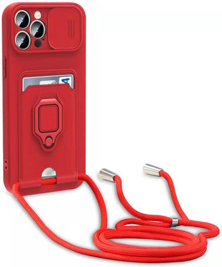 Bodycell Multifunction Umschlag Rückseite Kunststoff mit Band und Kartenhalter Rot (Redmi Note 10 / 10s / Poco M5s)