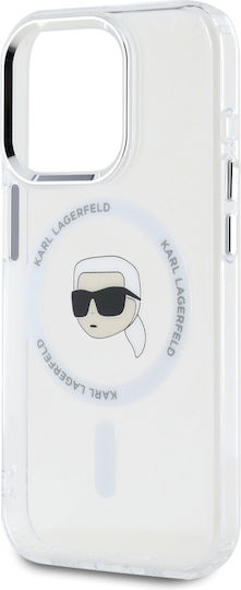 Karl Lagerfeld Karl Head Magsafe Umschlag Rückseite Gehärtetes Glas Transparent (iPhone 15 Pro Max)