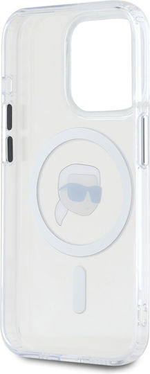 Karl Lagerfeld Karl Head Magsafe Umschlag Rückseite Gehärtetes Glas Transparent (iPhone 15 Pro Max)