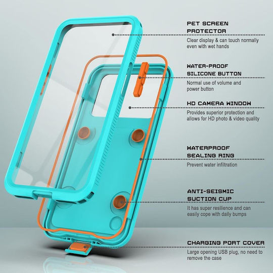 Shellbox Back Cover Tempered Glass Waterproof Blue for iPhone 12 / 12 Pro Xiaomi 13 Pro Realme 14 Pro