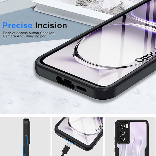 Techsuit С пълно покритие (360°) Силикон Черен (Oppo Reno12 Pro - Techsuit)