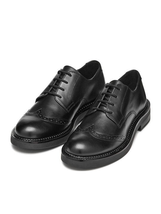 D Serilda Leder Damen Oxfords in Schwarz Farbe