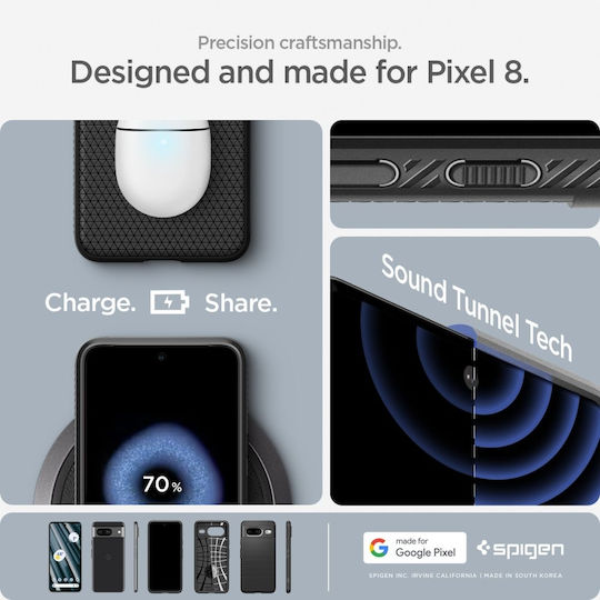 Spigen Liquid Air Back Cover Silicone / Plastic Black (Google Pixel 8)