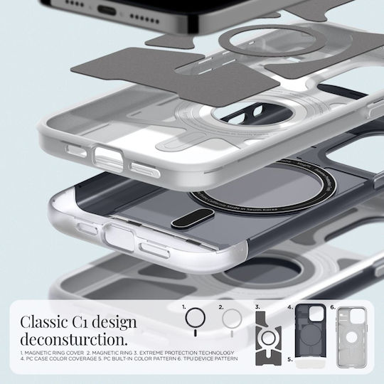 Spigen Classic C1 MagFit Back Cover Σιλικόνης Γκρι (iPhone 15 Pro)