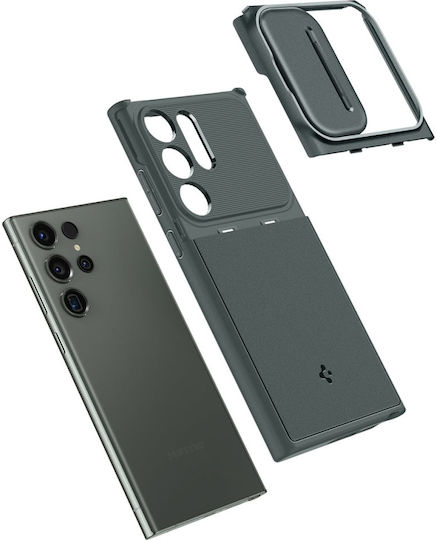 Spigen Optik Armor Back Cover Plastic / Silicone 2mm Abyss Green (Galaxy S23 Ultra)