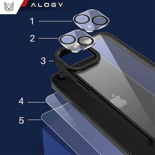 Alogy Hybrid 360 Vollschutz Gehärtetes Glas Schwarz (iPhone 14 Plus)