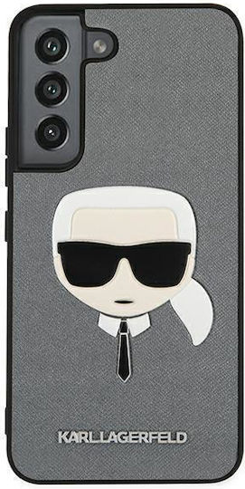 Karl Lagerfeld Saffiano Ikonik Karl`s Head Задна корица Пластмаса Сребрист (Galaxy S22+ 5G)
