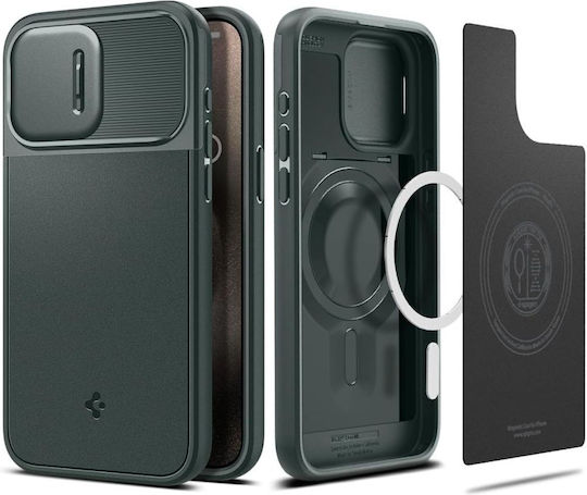 Spigen Optik Armor MagFit Back Cover Σιλικόνης / Πλαστικό 2mm Πράσινο (iPhone 15 Pro)