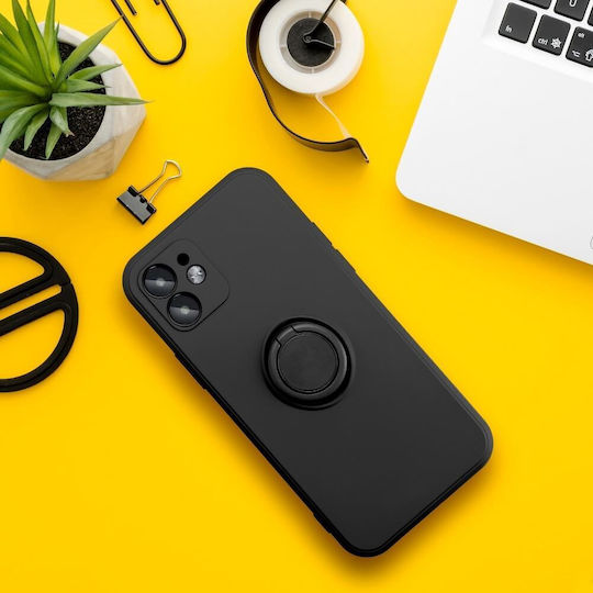 Forcell Ring Back Cover Σιλικόνης Μαύρο (Redmi Note 11 / 11S 4G)