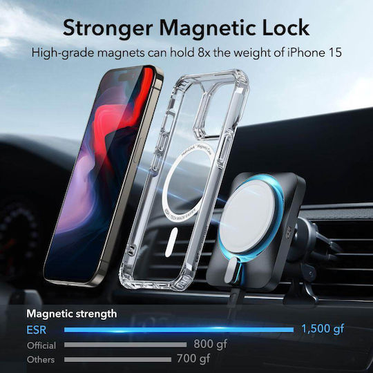 ESR Air Armor Halolock MagSafe Back Cover Silicone Transparent (iPhone 15 Pro)