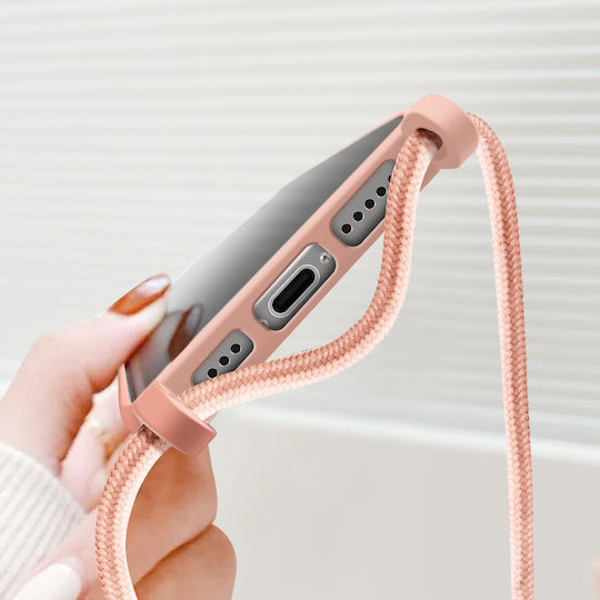 Avizar Semi-rigid Soft-touch Lanyard Case Iphone 16 Pro Max Rose Gold