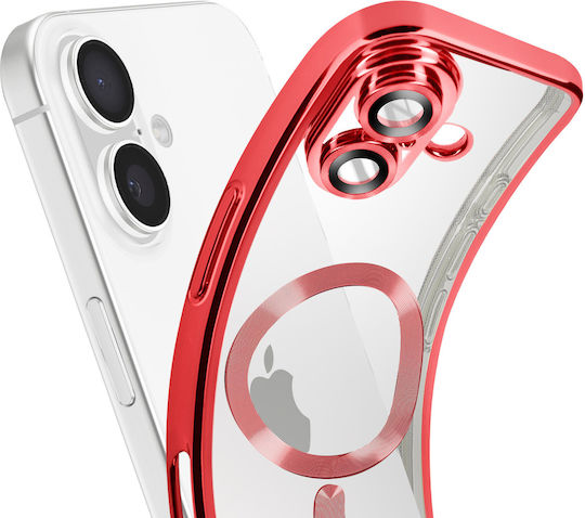 Avizar Case Magsafe Iphone 16 Plus Silicone Contour Chrome Red
