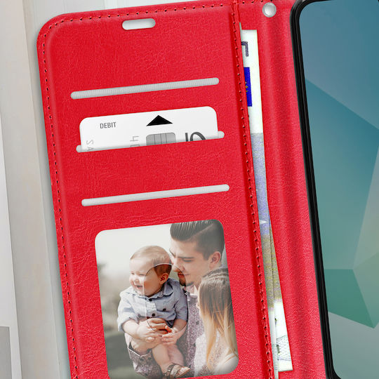 Калъф Mayaxess за Samsung Galaxy A16 с портфейл и връзка, червен