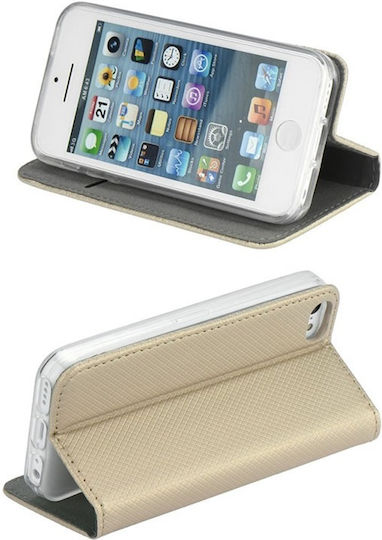 Книга Изкуствена кожа Златист (Mi A2 Lite)