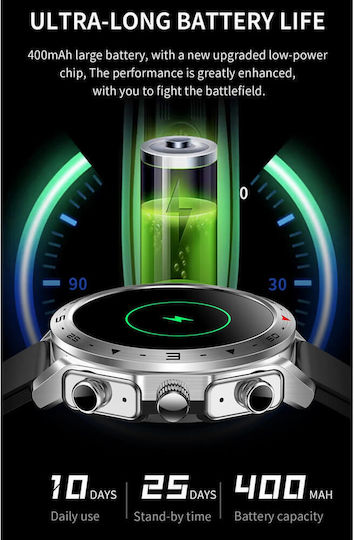 Microwear K95 Smartwatch με Παλμογράφο (Ασημί)