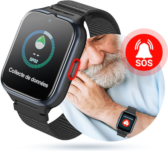 MyPhone CareWatch LTE 42mm με Παλμογράφο (Μαύρο)
