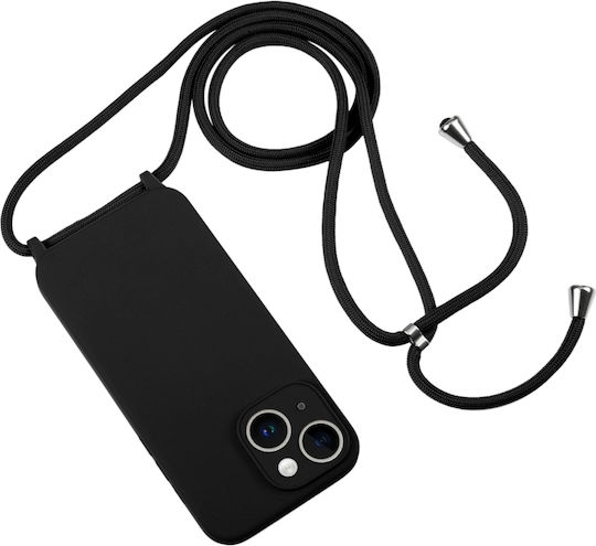 Liquid Back Cover Silicone with Strap Black (iPhone 14)