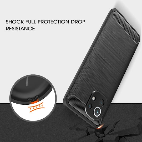 Carbon Fiber Brushed Back Cover Silicon Negru (Xiaomi Mi 11)