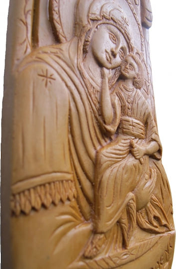 Icoană Mănăstirească Din Ceară Fecioara Maria Îndurată 1 6x14 Cm