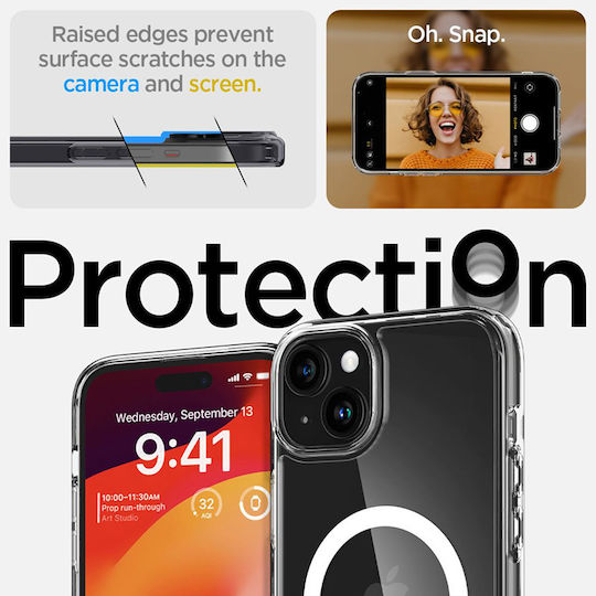 Spigen Ultra Hybrid MagFit Back Cover Plastic 2mm Alb (iPhone 15 Plus / 16 Plus)