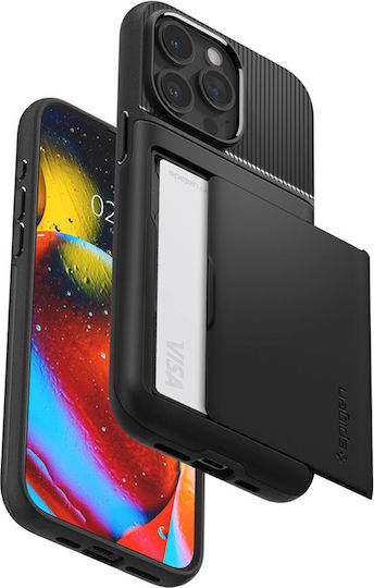 Spigen Slim Armor CS Umschlag Rückseite Silikon / Kunststoff 2mm mit Kartenhalter Schwarz (iPhone 15 Pro Max)