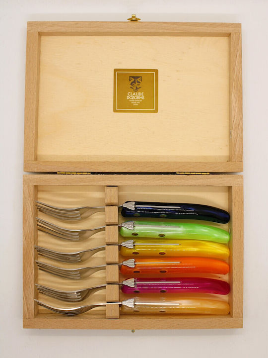 Claude Dozorme Laguiole Set de Furculițe Fructe/Desert Inoxidabile Arc En Ciel 6buc
