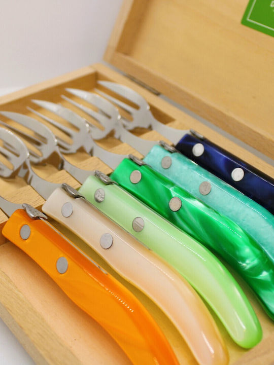 Claude Dozorme Laguiole Set de Furculițe Fructe/Desert Inoxidabile Blue Green 6buc