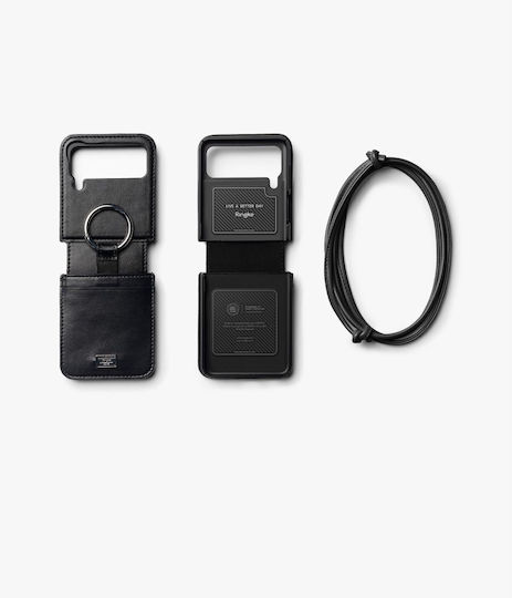 Ringke Folio Signature Back Cover Synthetic Leather with Strap Black (Galaxy Z Flip4)