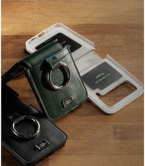 Ringke Folio Signature Back Cover Synthetic Leather with Strap Black (Galaxy Z Flip4)
