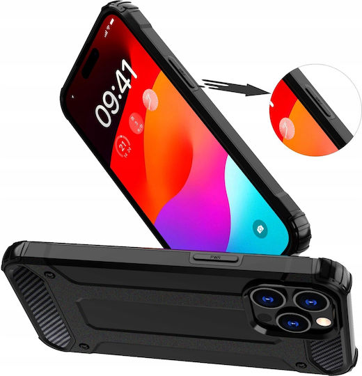 Powertech Задна корица Пластмаса Черен (iPhone 13 Pro Max)
